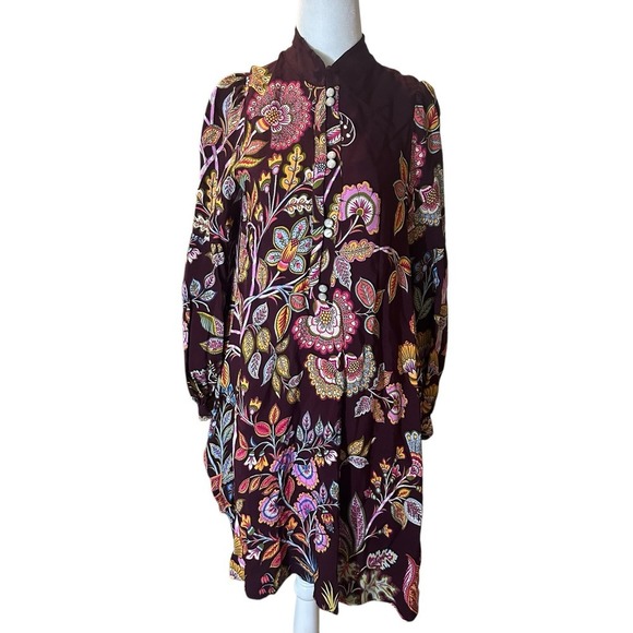 Anthropologie Lori Tunic Dress Size XS,Floral, Vacation. Mother Of Pearl Buttons - Picture 4 of 10